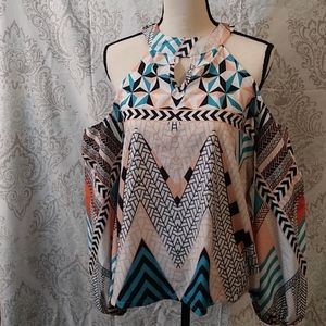 Long sleeve open shoulder blouse